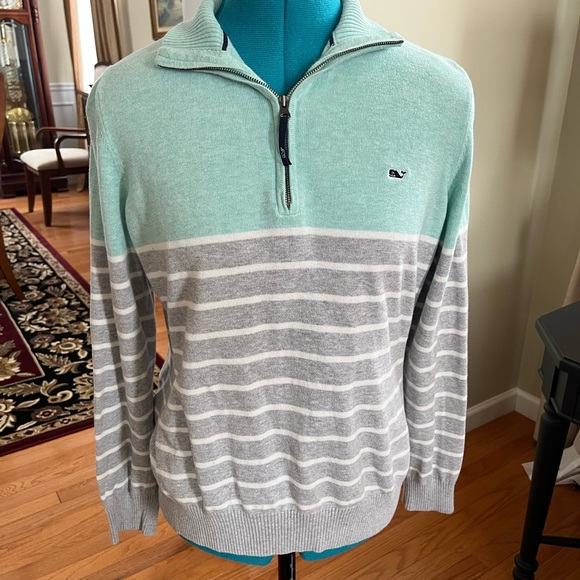 Vineyard Vines Sweaters - Vineyard Vines Women’s  Mint Green and Gray Striped Sweater